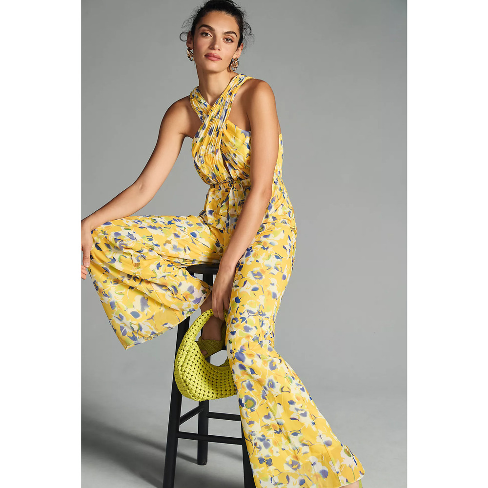 New Ieena for Mac Duggal Wide-Leg Cross-Halter Jumpsuit - Size 8 - Picture 2 of 6